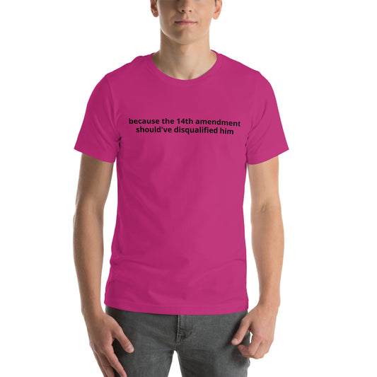 "the 14th amendment should've disqualified him" Unisex t-shirt